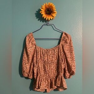 Peach flower print top